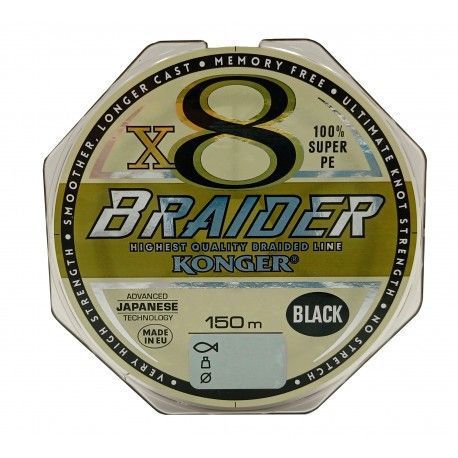 Plecionka Konger Braider X8 0,16mm/150m, Black