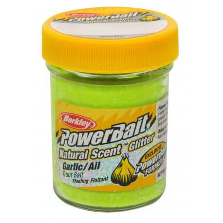 Ciasto Berkley Power Bait Natural Glitter Trout Bait - Garlic 50g, Chartreuse