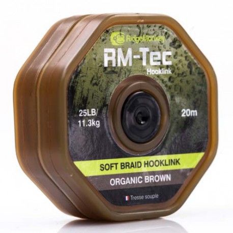 Plecionka przyponowa Ridge Monkey RM-Tec Soft Braid Hooklink 25lb/20m, Organic Brown