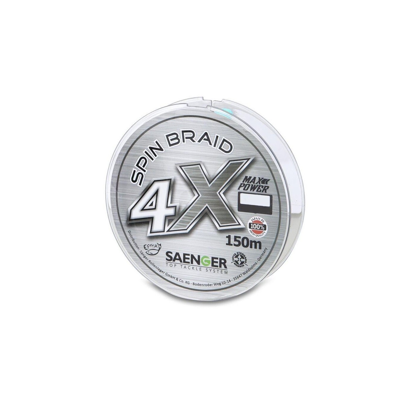 Plecionka Saenger 4 X Spin Braid 0,12mm/150m, Light Grey