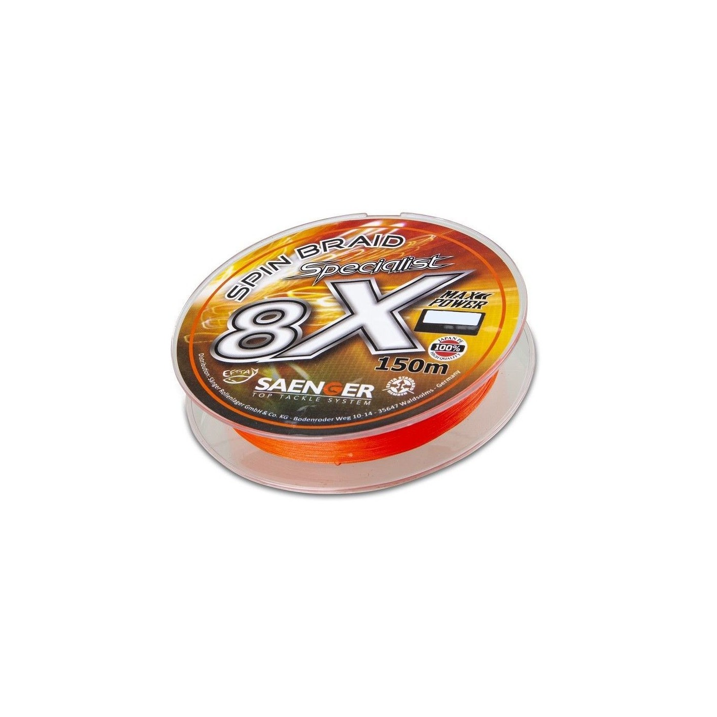 Plecionka Saenger 8X Specialist Spin Braid 0,18mm/150m, Fluo Orange