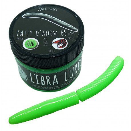 Przynęta gumowa Libra Lures Fatty D'Worm 026 Hot Green