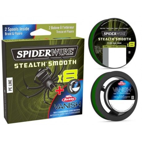 Plecionka SpiderWire Duo Spool Stealth Smooth and Fluocarbon, Moss Green/Clear