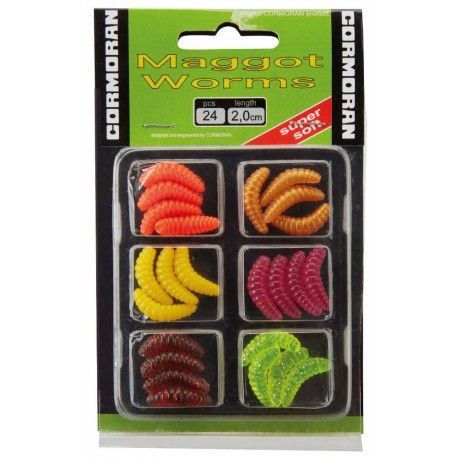 Sztuczne robaki Cormoran Maggot Worms, 2cm jaskrawe kolory (6x4szt.)
