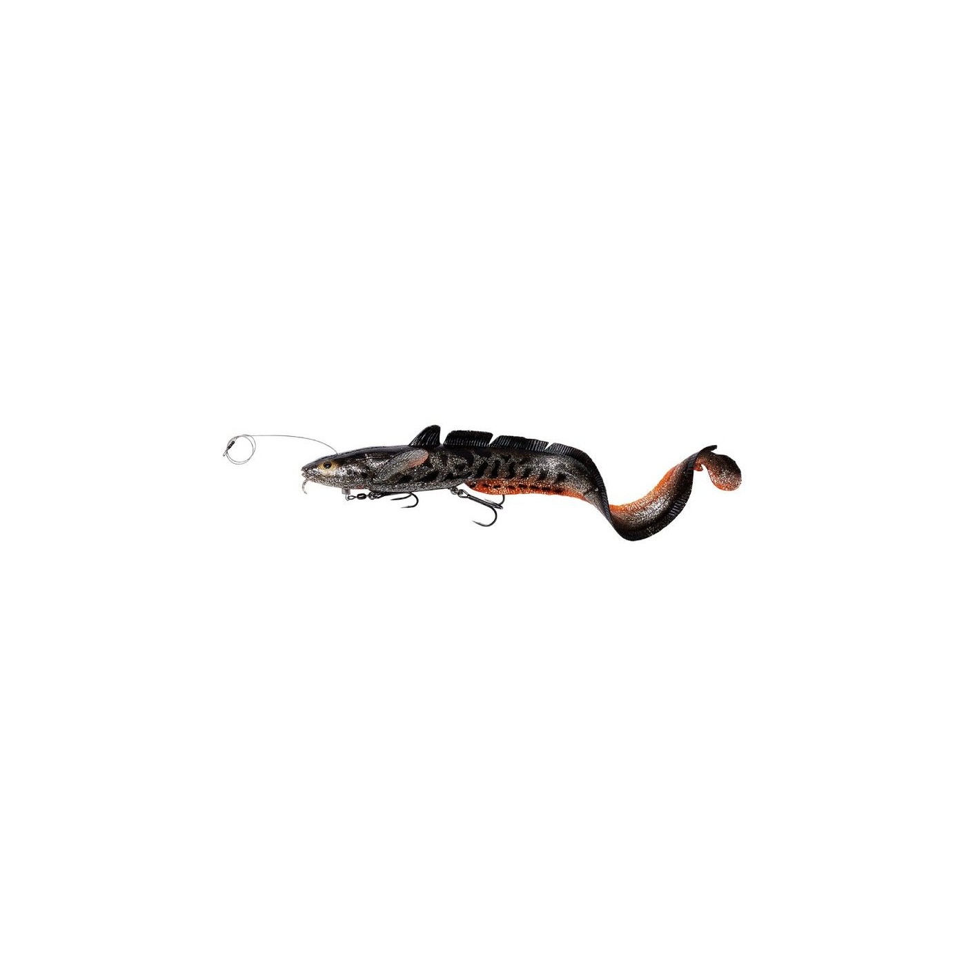 Przynęta gumowa Savage Gear 3D Line Thru Burbot, Black Silver Orange UV