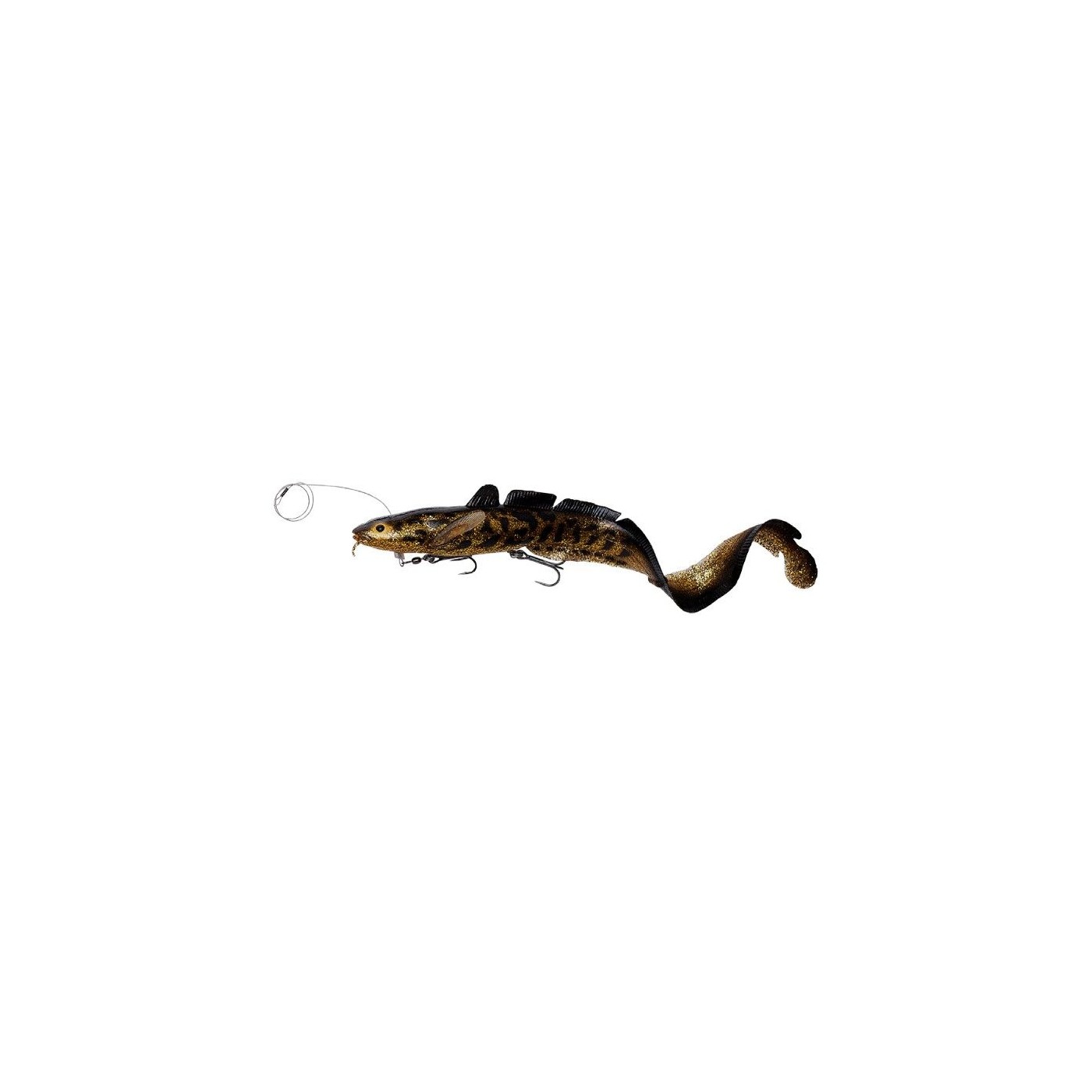 Przynęta gumowa Savage Gear 3D Line Thru Burbot, Black Gold UV