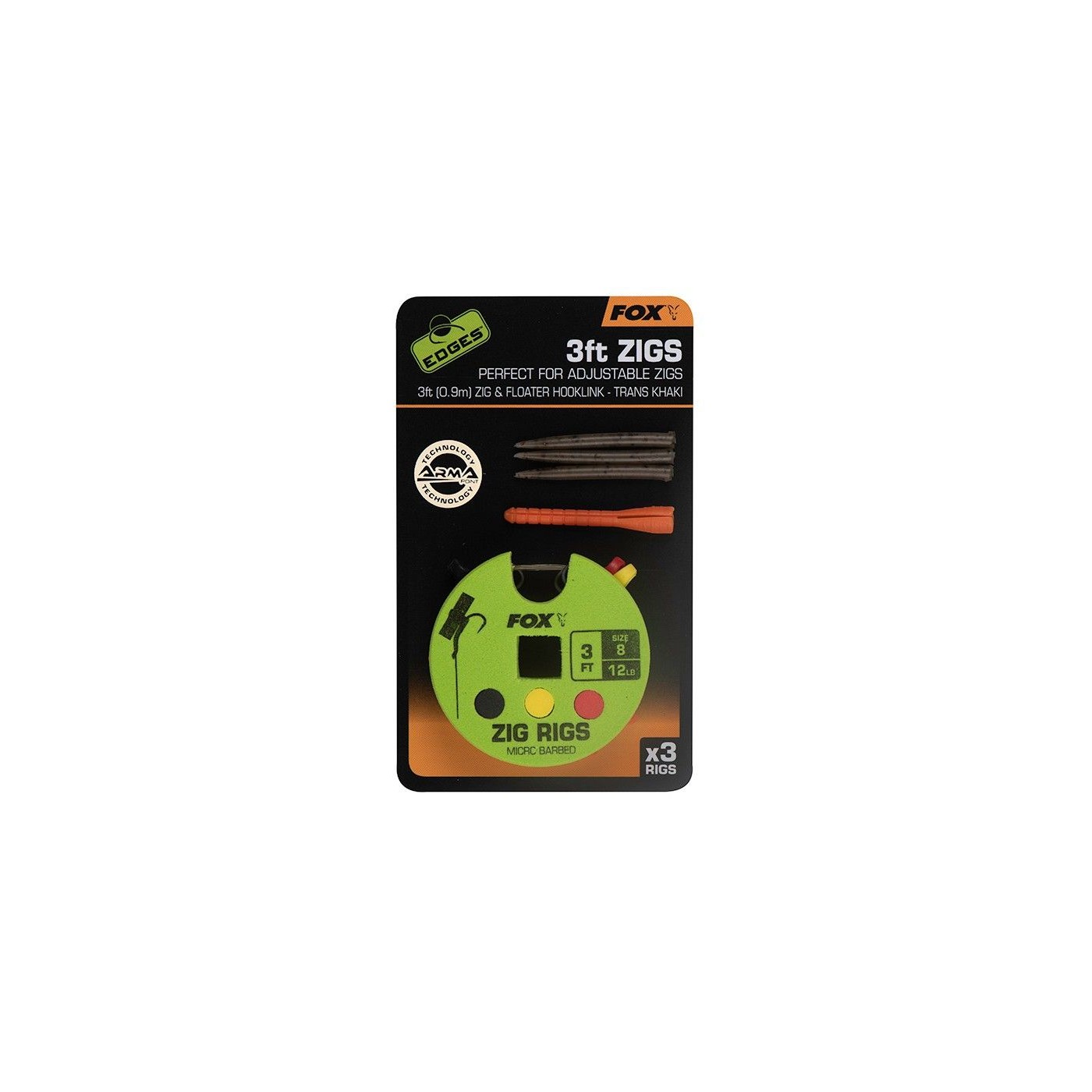 Przypon Fox Edges Zig Rig rozm.8/12lb 0,90m (3szt.)