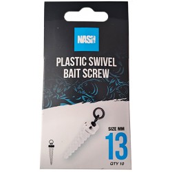 Wkrętka do przynęt z mikrokrętlikiem Nash Plastic Swivel Bait Screw 13mm (10szt.)