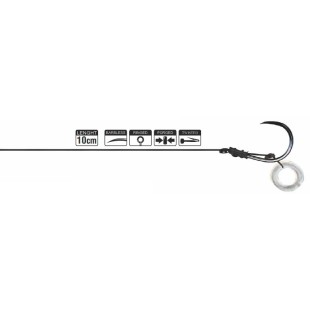 Przypon Traper Hikara Method Feeder Select Ring Barbless Black Chrome 10cm/25lb (5szt.)