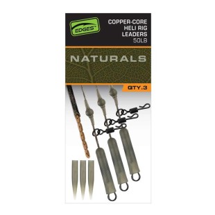 Zestaw helikopterowy Fox Edges Naturals Copper-Core Heli Rig Leaders 50lb (3szt.)