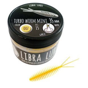 Przynęta gumowa Libra Lures Turbo Worm Mini 3,5cm, 007 Yellow (15szt.)