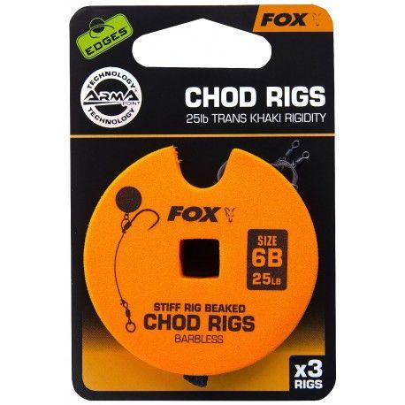 Przypon Fox Chod Rigs Standard Barbless 25lb nr. 6B 8cm (3szt.)