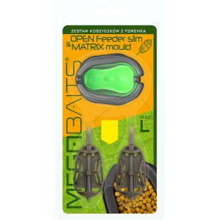 Zestaw podajników zanętowych z formą Dragon Megabaits Open Feeder Slim L & Matrix Mould