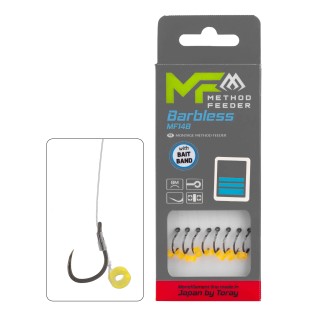 Przypon Mikado Method Feeder Barbless MF14 z gumką, żyłka 10cm (8szt.)