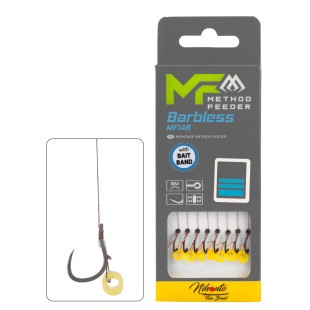Przypon Mikado Method Feeder Barbless MF14 z gumką, plecionka 10cm (8szt.)