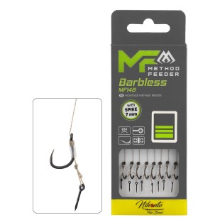 Przypon Mikado Method Feeder Barbless MF14 z igłą, plecionka 10cm (8szt.)