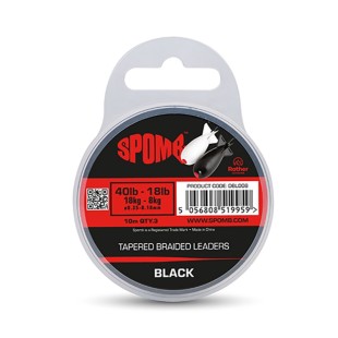 Przypon strzałowy Spomb Tapered Braided Leaders 0,35-0,18mm/10m, Black (3szt.)