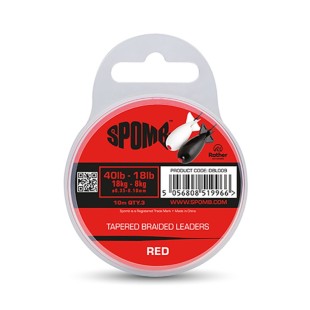Przypon strzałowy Spomb Tapered Braided Leaders 0,35-0,18mm/10m, Red (3szt.)