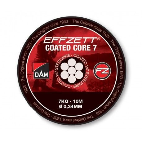 Materiał przyponowy DAM Effzett Coated Core7 Steeltrace 7kg/10m czarny