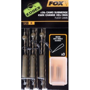 Przypon karpiowy Fox Edges Submerge Camo Leader Heli Rigs Kwik Change 40lb/75cm (3szt.)