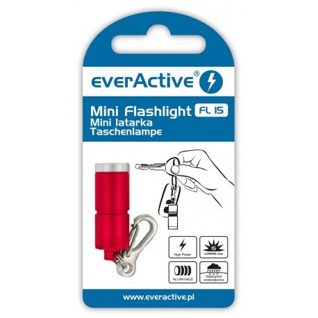 Mini latarka EverAcitve 15lm - czerwony