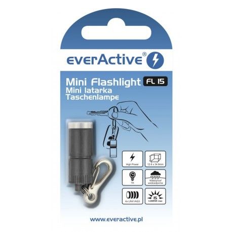 Mini latarka EverAcitve 15lm - czarny